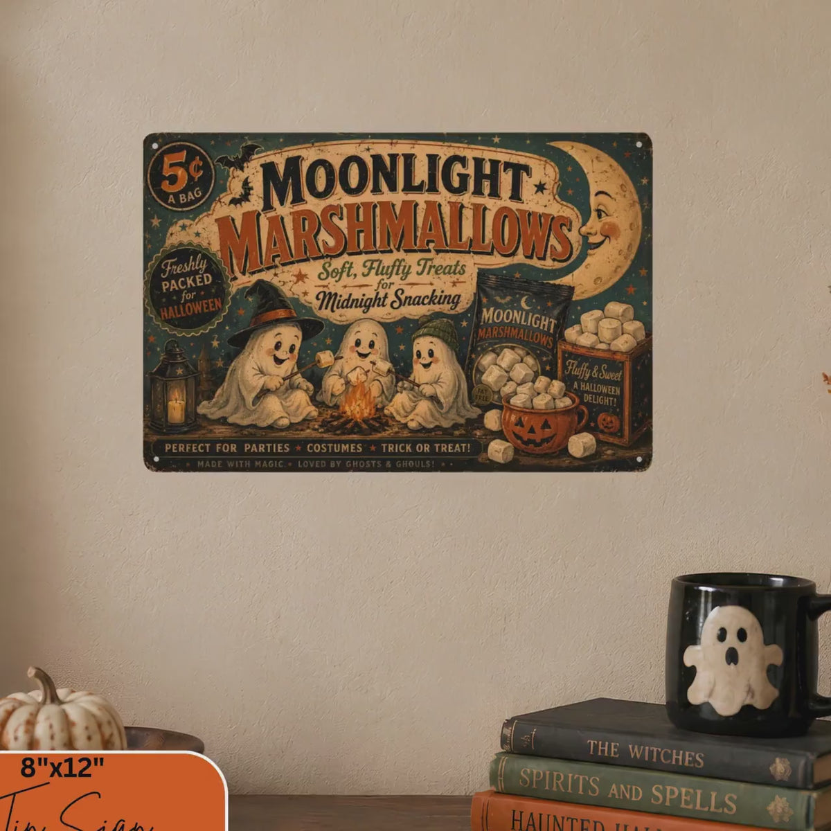 Primitive Halloween Metal Sign, Rustic Witch & Pumpkin Porch Decor, Distressed Vintage Halloween Wall Art, Cottagecore Outdoor Sign (Copy)