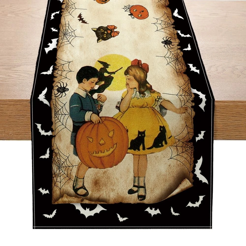 Vintage Halloween Table Runner Decorations