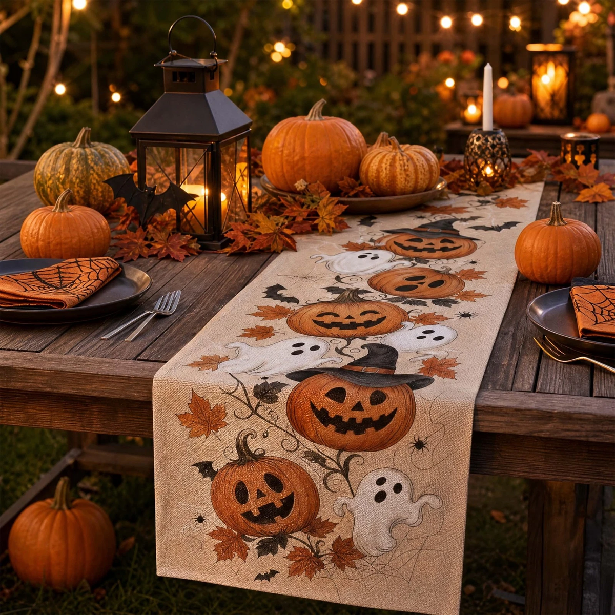 Halloween Table Runner 13 x 72 Inch, Fall Autumn 13 x 72 inches, Pumpkin