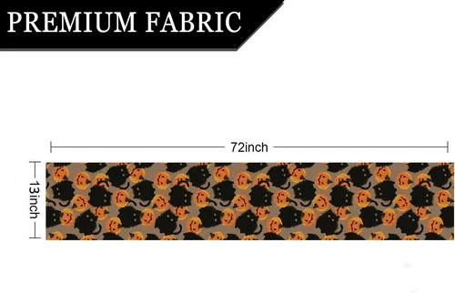 Halloween Table Runner Black Cat Pumpkins