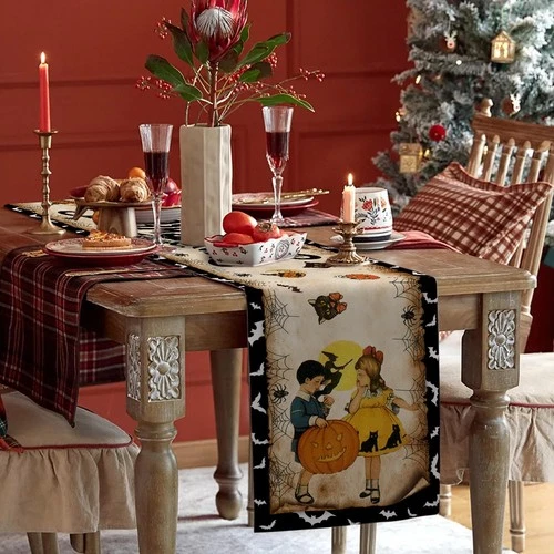 Vintage Halloween Table Runner Decorations