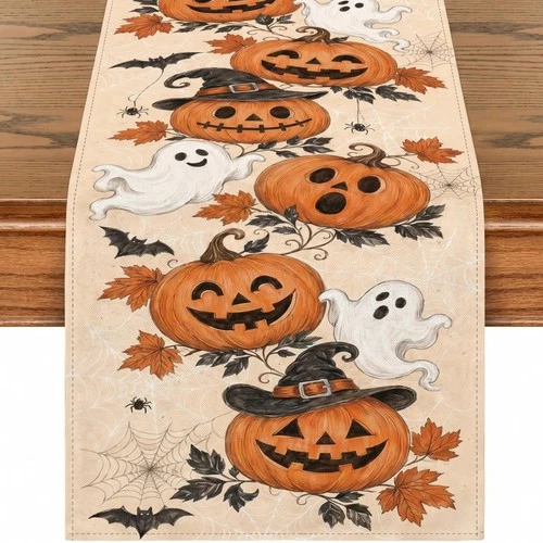 Halloween Table Runner 13 x 72 Inch, Fall Autumn 13 x 72 inches, Pumpkin