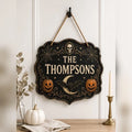 Door Sign Personalized Halloween Wood Entry Plaque Spooky Home Decor