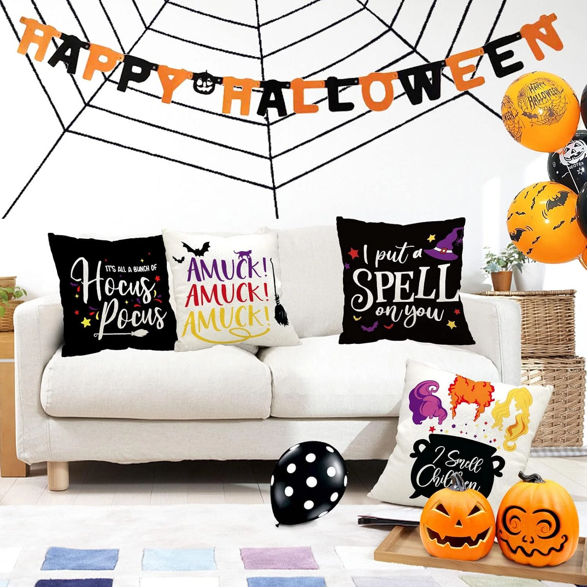 Halloween Hocus Pocus Pillow Covers, Witchy Spooky Throw Pillow Cases, Vintage Halloween Cushion Covers, Gothic Fall Home Decor, Halloween Gift
