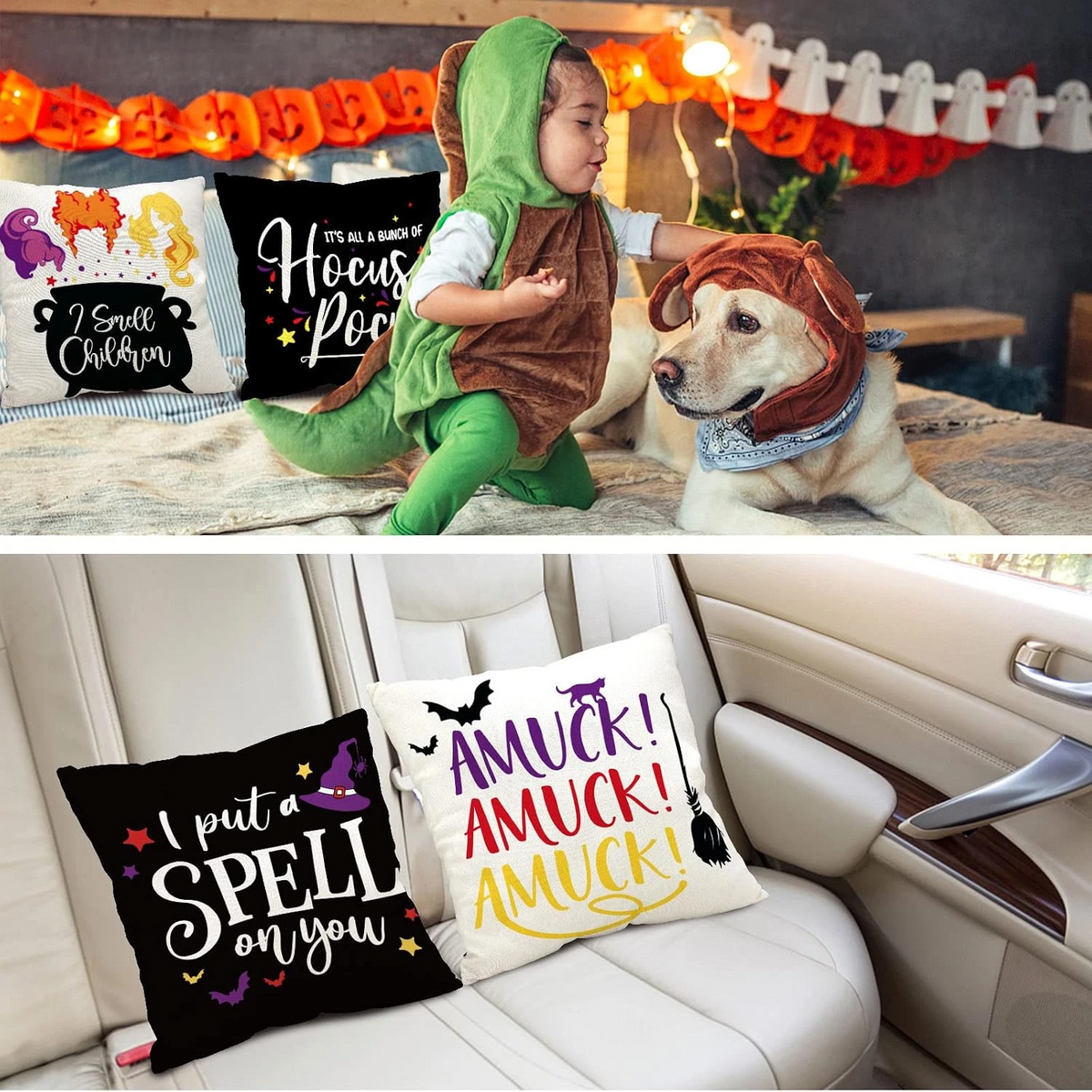 Halloween Hocus Pocus Pillow Covers, Witchy Spooky Throw Pillow Cases, Vintage Halloween Cushion Covers, Gothic Fall Home Decor, Halloween Gift