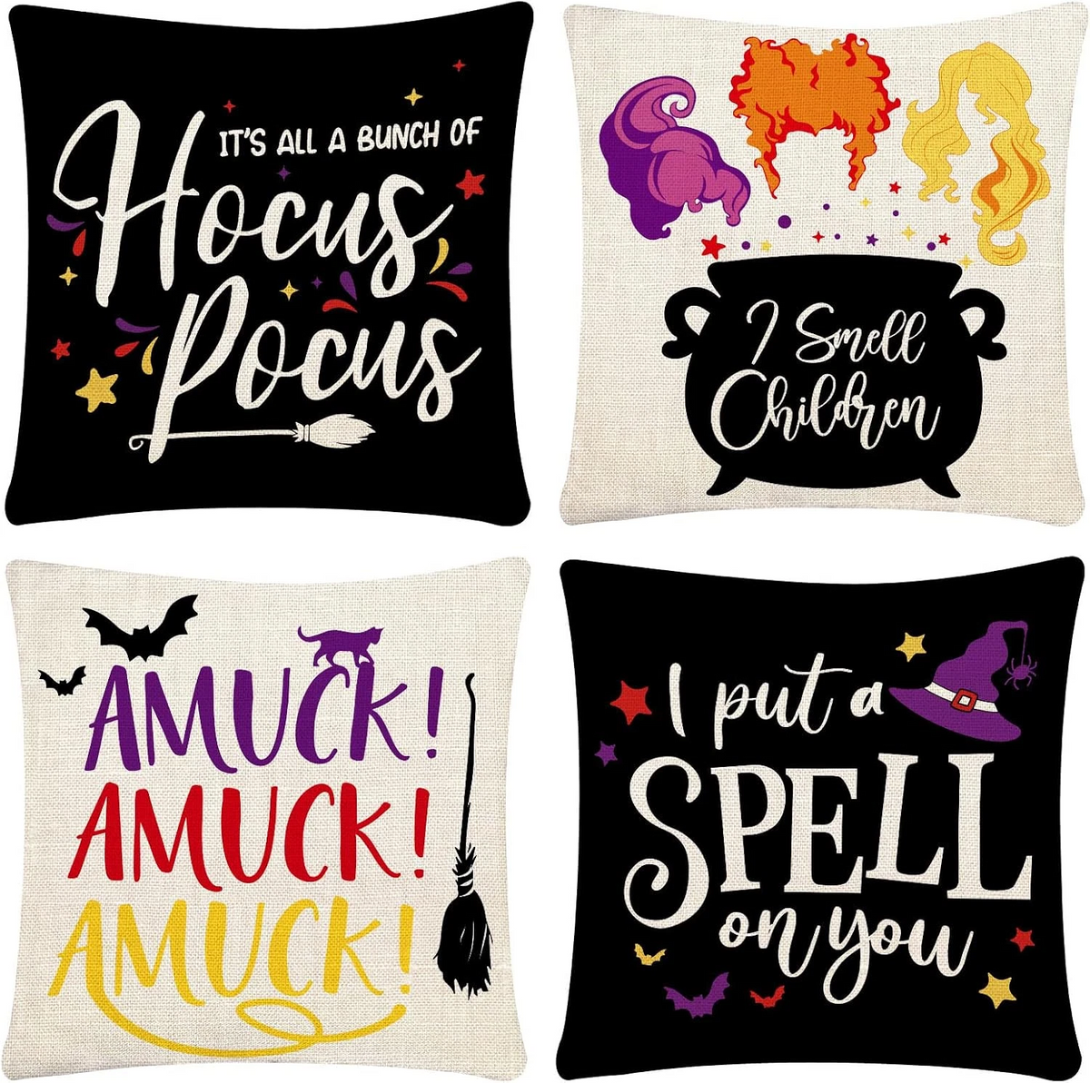 Halloween Hocus Pocus Pillow Covers, Witchy Spooky Throw Pillow Cases, Vintage Halloween Cushion Covers, Gothic Fall Home Decor, Halloween Gift