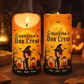 🧙‍♀️ Grandma's Boo Crew Personalized LED Candle – Pretty Witch & Kids Halloween Decor, Custom Grandma Gift 🎃👻